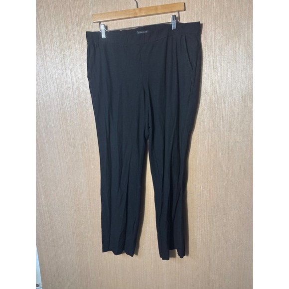 Eileen Fisher Black Stretch Knit Pull On Slim Leg Pants Trousers Womens Large - Picture 1 of 7